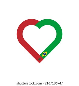 unity concept. heart ribbon icon of morocco and brazil flags. vector illustration isolated on white background