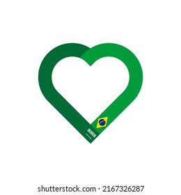 concepto de unidad. icono de la cinta de corazón de las banderas arabia saudita y brasil. ilustración vectorial aislada en fondo blanco