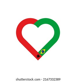 unity concept. heart ribbon icon of albania and brazil flags. vector illustration isolated on white background