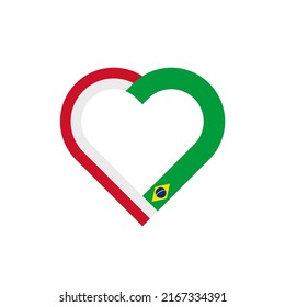 unity concept. heart ribbon icon of indonesia and brazil flags. vector illustration isolated on white background