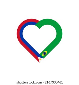 unity concept. heart ribbon icon of philippines and brazil flags. vector illustration isolated on black background