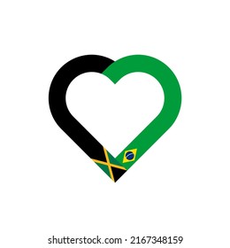 unity concept. heart ribbon icon of jamaica and brazil flags. vector illustration isolated on white background