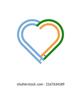 unity concept. heart ribbon icon of argentina and india flags. vector illustration isolated on white background