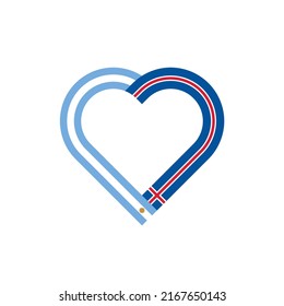 concepto de unidad. ícono de cinta de corazón de banderas argentinas e isleñas. ilustración vectorial aislada en fondo blanco