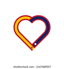 concepto de unidad. icono de la cinta de corazón de banderas de españa y laos. ilustración vectorial aislada en fondo blanco
