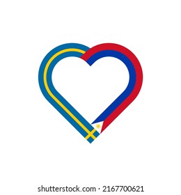 concepto de unidad. icono de la cinta de corazón de banderas de suecia y filipinas. ilustración vectorial aislada en fondo blanco