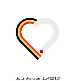 unity concept. heart ribbon icon of belgium and japan flags. vector illustration isolated on white background