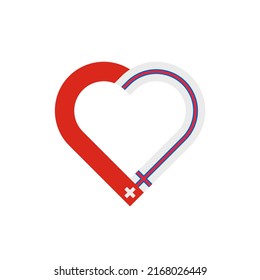 unity concept. heart ribbon icon of switzerland and faroe islands flags. vector illustration isolated on white background