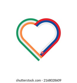 unity concept. heart ribbon icon of ireland and slovakia flags. vector illustration isolated on white background