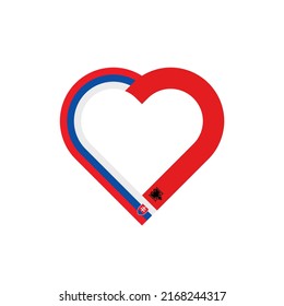 unity concept. heart ribbon icon of slovakia and albania flags. vector illustration isolated on white background