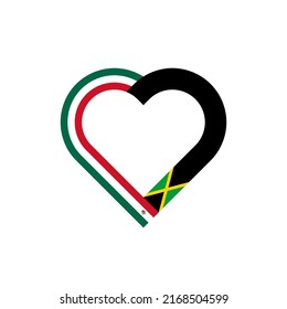 unity concept. heart ribbon icon of mexico and jamaica flags. vector illustration isolated on white background