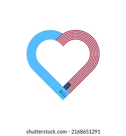 unity concept. heart ribbon icon of juneau and united states flags. vector illustration isolated on white background
