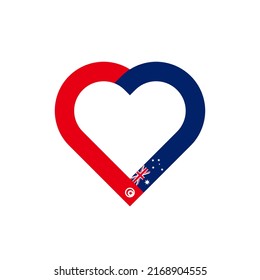 unity concept. heart ribbon icon of tunisia and australia flags. vector illustration isolated on white background