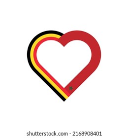 concepto de unidad. icono de la cinta de corazón de las banderas de bélgica y marruecos. ilustración vectorial aislada en fondo blanco