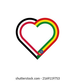 unity concept. heart ribbon icon of sudan and ethiopia flags. vector illustration isolated on white background