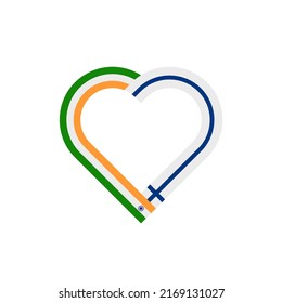 unity concept. heart ribbon icon of india and finland flags. vector illustration isolated on white background