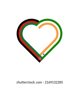 unity concept. heart ribbon icon of afghanistan and india flags. vector illustration isolated on white background