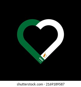 unity concept. heart ribbon icon of saudi arabia and cyprus flags. vector illustration isolated on black background