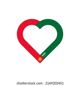 unity concept. heart ribbon icon of kyrgyzstan and saudi arabia flags. vector illustration isolated on white background