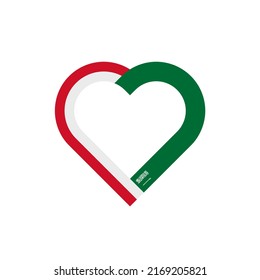 unity concept. heart ribbon icon of indonesia and saudi arabia flags. vector illustration isolated on white background