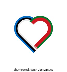 unity concept. heart ribbon icon of estonia and belarus flags. vector illustration isolated on white background