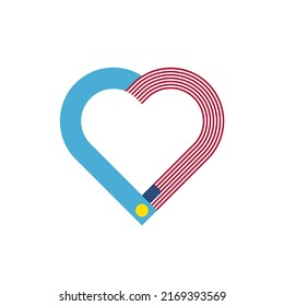 unity concept. heart ribbon icon of palau and united states flags. vector illustration isolated on white background