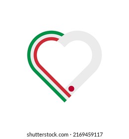 unity concept. heart ribbon icon of italy and japan flags. vector illustration isolated on white background