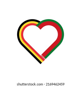 concepto de unidad. icono de la cinta de corazón de las banderas de bélgica y belarús. ilustración vectorial aislada en fondo blanco