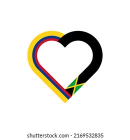 unity concept. heart ribbon icon of colombia and jamaica flags. vector illustration isolated on white background