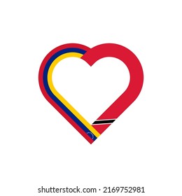 unity concept. heart ribbon icon of venezuela and trinidad flags. vector illustration isolated on black background