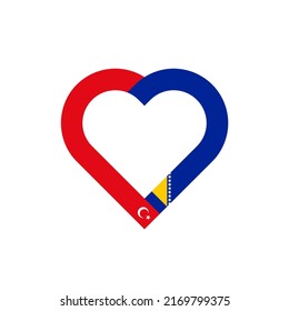 unity concept. heart ribbon icon of turkey and bosnia flags. vector illustration isolated on white background	