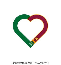 unity concept. heart ribbon icon of saudi arabia and sri lanka flags. vector illustration isolated on black background