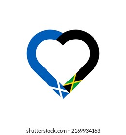 unity concept. heart ribbon icon of scotland and jamaica flags. vector illustration isolated on white background