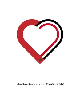 unity concept. heart ribbon icon of morocco and egypt flags. vector illustration isolated on white background