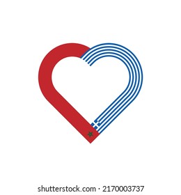 unity concept. heart ribbon icon of morocco and greece  flags. vector illustration isolated on white background