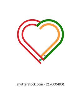 unity concept. heart ribbon icon of lebanon and india flags. vector illustration isolated on white background