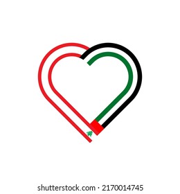 unity concept. heart ribbon icon of lebanon and united arab emirates flags. vector illustration isolated on white background