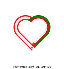 unity concept. heart ribbon icon of lebanon and oman flags. vector illustration isolated on white background