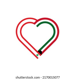 unity concept. heart ribbon icon of lebanon and kuwait flags. vector illustration isolated on white background