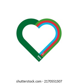 unity concept. heart ribbon icon of saudi arabia and azerbaijan flags. vector illustration isolated on white background