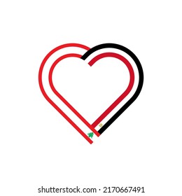concepto de unidad. icono de la cinta de corazón de banderas del líbano y egipto. ilustración vectorial aislada en fondo blanco