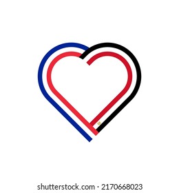 unity concept. heart ribbon icon of france and egypt flags. vector illustration isolated on white background