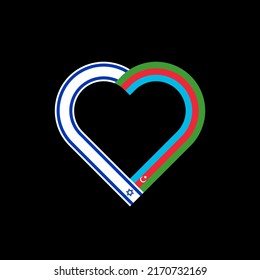unity concept. heart ribbon icon of israel and azerbaijan flags. vector illustration isolated on black background