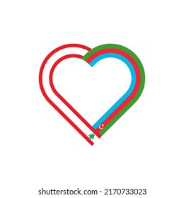 unity concept. heart ribbon icon of lebanon and azerbaijan flags. vector illustration isolated on white background