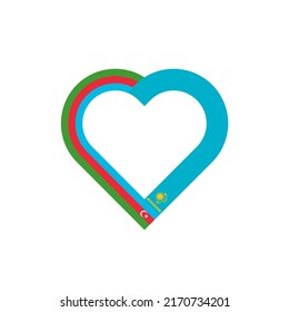 unity concept. heart ribbon icon of azerbaijan and kazakhstan flags. vector illustration isolated on white background