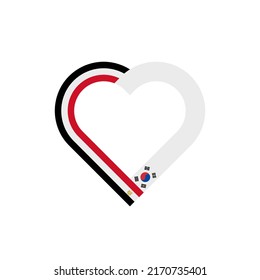 concepto de unidad. icono de la cinta de corazón de las banderas de egipto y corea del sur. ilustración vectorial aislada en fondo blanco