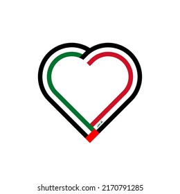 unity concept. heart ribbon icon of united arab emirates and iraq flags. vector illustration isolated on white background