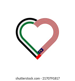 unity concept. heart ribbon icon of united arab emirates and malaysia flags. vector illustration isolated on white background