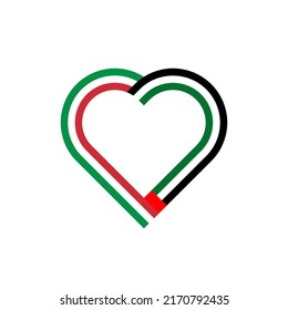 unity concept. heart ribbon icon of italy and united arab emirates flags. vector illustration isolated on white background