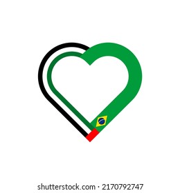 unity concept. heart ribbon icon of united arab emirates and brazil flags. vector illustration isolated on white background